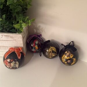 Disney Nightmare Before Christmas Tim Burton 3" Ball Set of 4 Ornaments